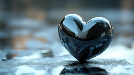 Black heart symbolizing unrequited love and depression for emotional expression concept