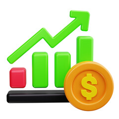 investment chart 3d render icons