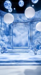digital blue chinese stage design poster background