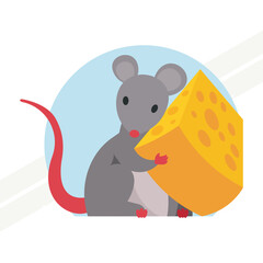 Mouse holding a piece of cheese