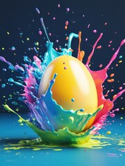 Easter egg colorful explosion. Easter egg paint splash