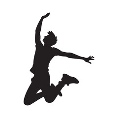 High-flying jumping person silhouette for creative visuals - Jumping person vector - Jumping person illustration - jump silhouette - Jumping vector
