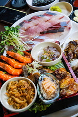 View of the seafood table