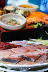 View of the seafood table