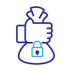 Extortion Icon – Money Bag with Lock Representing Ransom Demands