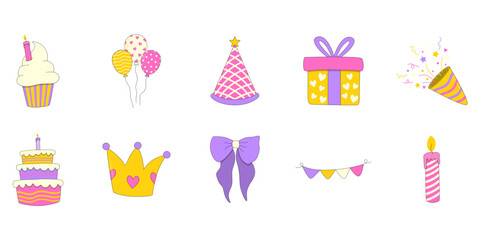 Birthday Party Decoration Illustration Set