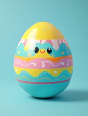 3d render icon of easter egg cartoon plastic 3d clay generated AI
