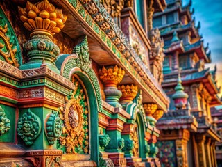 Macro View of Palace Architecture: Intricate Stone Carvings & Details