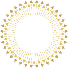 Gold decorative frame with hearts. Vector illustration.