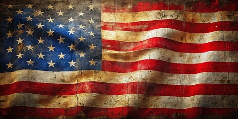 4K Vertical Animated US Flag Background: Grunge Fabric Texture & Wind Effect