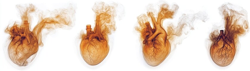 Obraz premium Diagram illustrating the damaging effects of smoking on heart health A clear visual representation of how smoking increases the risk of heart attack Understand the simple connection between smoking