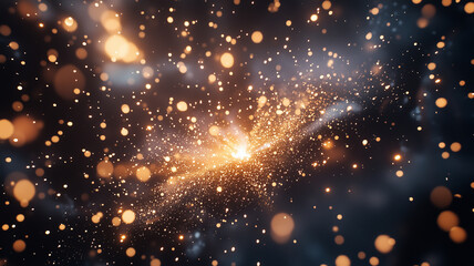 Glowing Cosmic Nebula with Golden and Blue Hues