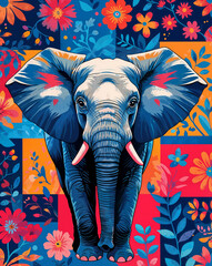 Elephant and flowers