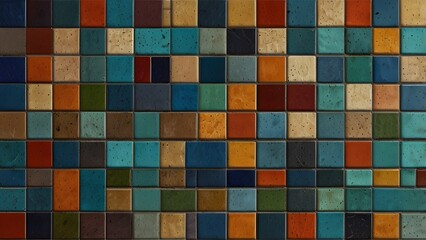 Architectural colored ceramic mosaic tiles texture Generative AI 