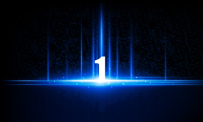 Abstract open Key Door open Light Number 1 out business digital city Hitech communication concept innovation background, vector design