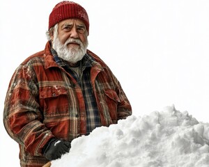Fototapeta premium Realistic depiction of a middle-aged man experiencing chest pain and discomfort while shoveling snow a cautionary tale illustrating the potential heart attack symptoms triggered by strenuous physical