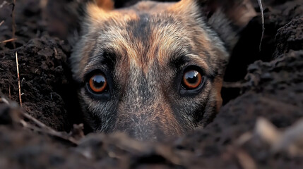  irish wolfhound peeking into hole