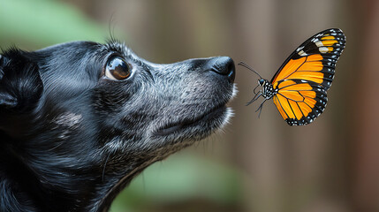  italian greyhound watching butterfly