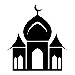 Beautiful mosque logo black Silhouette vector illustration isolated on a transparent background