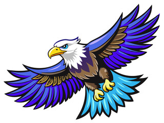 Obraz premium Bald eagle flying draw and paint on white background vector illustration.