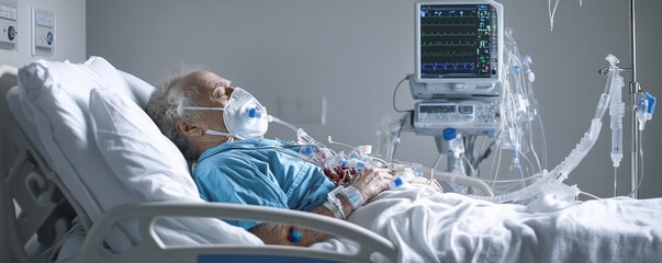 Detailed and Realistic Image Patient Prepped for Emergency Heart Surgery in Hospital Room Heart Attack Treatment and Care Critical Cardiac Intervention Life-Saving Medical Procedures Emergency Room