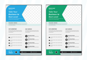 a bundle of 2 templates of different colors a4 flyer template. creative professional editable vector template design. Corporate business flyer template design set with different colors .
