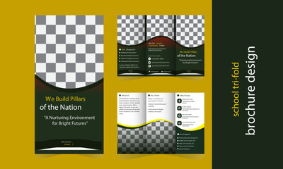 School trifold brochure design, Kids back to school education admission trifold brochure template, kids academy brochure template 