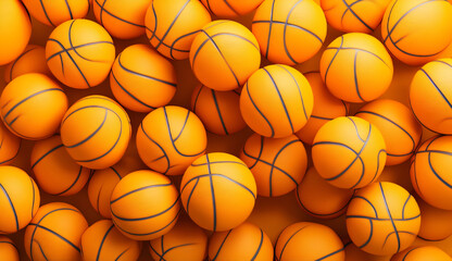 Obraz premium Pile of Basketballs on Orange Background