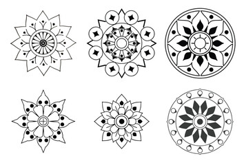 Big vector set of round patterns. Collection of geometrical mandalas,Mandala design