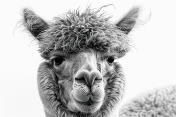 Fototapeta premium black and white old vintage a alpaca face