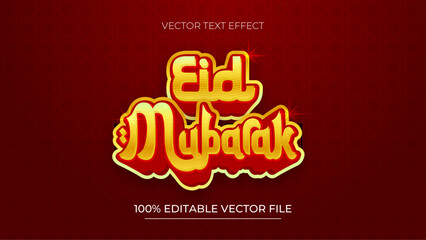 Eid Mubarak text effect editable modern Gold and Red text style