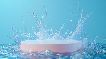 Pink base with water splash product background