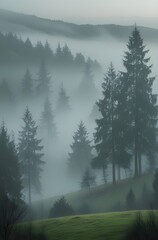 misty morning in the mountains