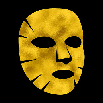gold face mask on black background clip art preview