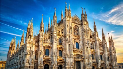 Fototapeta premium Majestic Milan Duomo: Breathtaking View of Iconic Cathedral with Copy Space