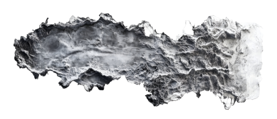 A distressed texture overlay with rough edges and unique patterns for creative projects. Isolated on White Background, clipping path  - 