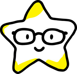 Cute Star with Glasses Smiling - Fun and Quirky Cartoon Illustration for Children