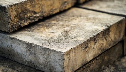 Stacked Weathered Concrete Blocks Showing Texture