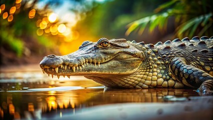 Obraz premium Majestic Nile Crocodile in African River - Wildlife Photography
