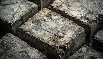 Weathered Concrete Blocks Close Up View