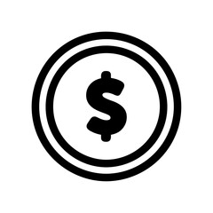 Money coin icon black with outline style