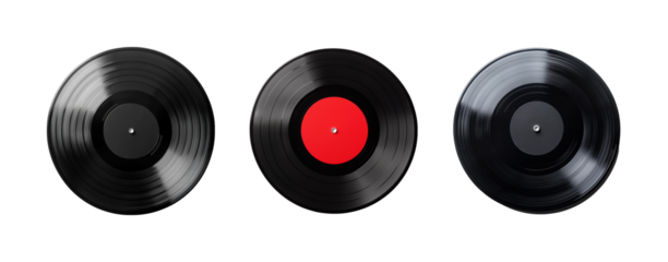 Collection of vintage vinyl records on a black background