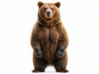 Obraz premium Majestic Standing Bear, Isolated on White Background - Wildlife Stock Photo