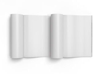 Realistic open Magazine or Book with blank page mockup isolated on background. Blank template for presentation a publication, notebook, catalogs, brochures, magazines, diary, journal, booklet