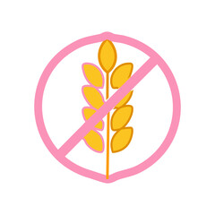 Illustration of an isolated gluten free icon with  a forbidden signal