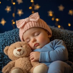 Baby Sleeping Peacefully with Teddy Bear