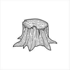 Tree stump hand drawn illustration artwork