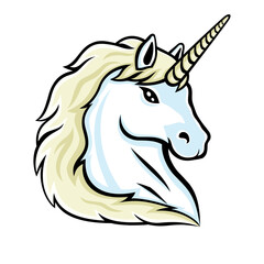 Cute unicorn icon on white background.