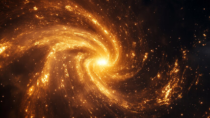 Fototapeta premium Golden Spiral Galaxy In Deep Space