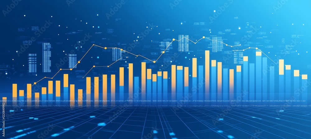 Poster graph stock market visual background. business finance profit data. generative ai technology.